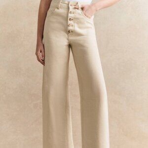 Sezane White Button Fly Jeans